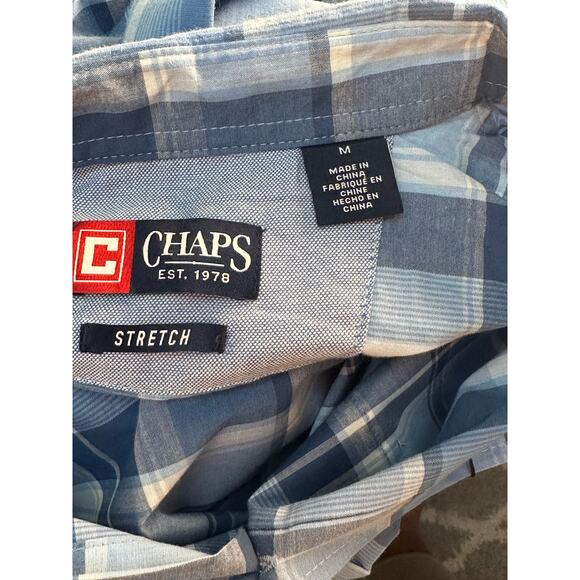 Chaps Men’s Blue Plaid Short Sleeve Button-Down Shirt – Size L NWT - Picture 12 of 12